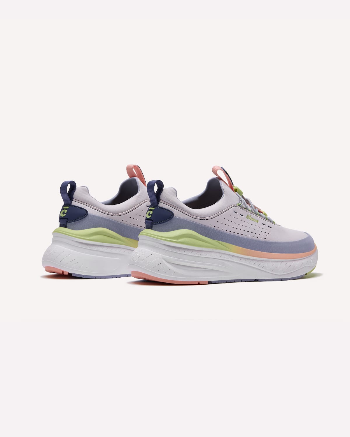 Pair of multicolored sneakers on a white background
