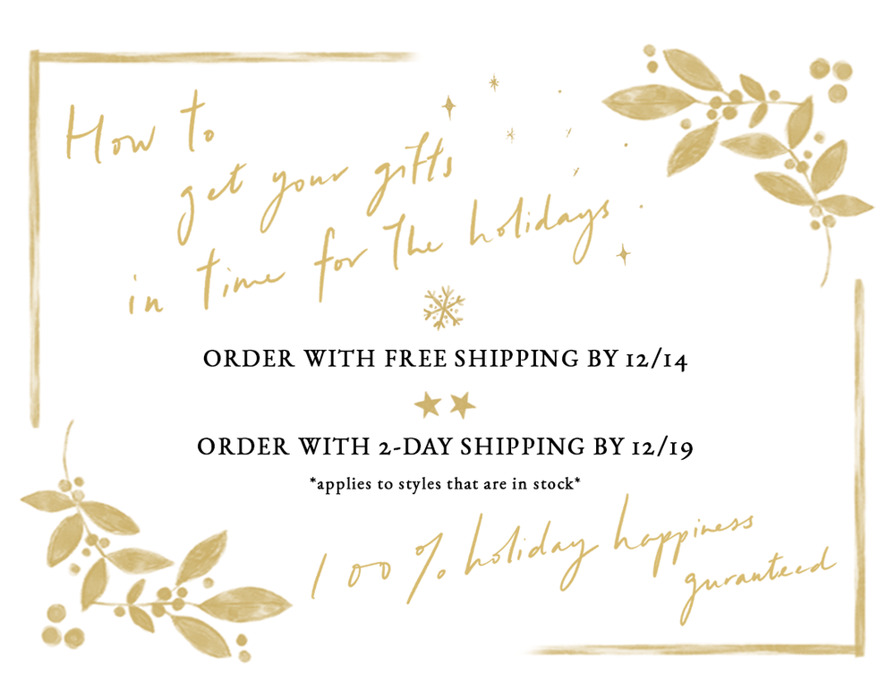 Holiday Shipping Schedule