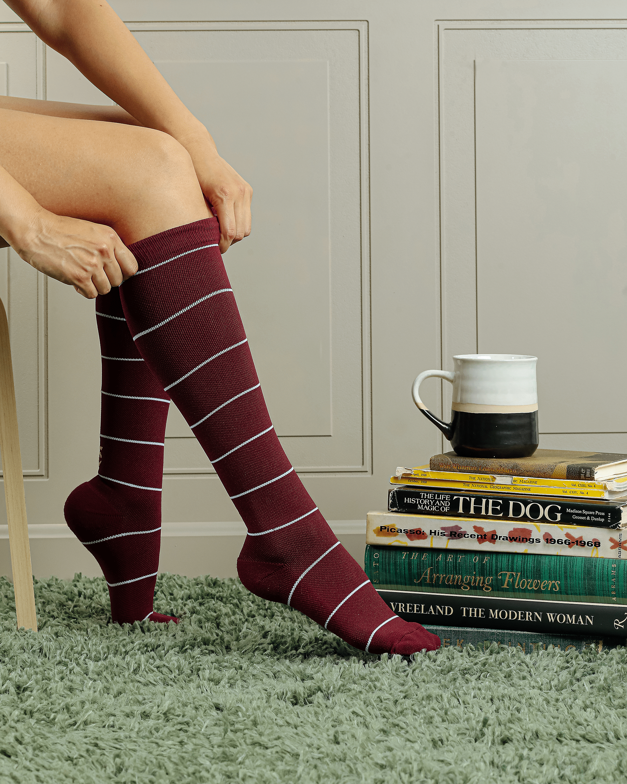 Compression Socks - Maroon Stripe