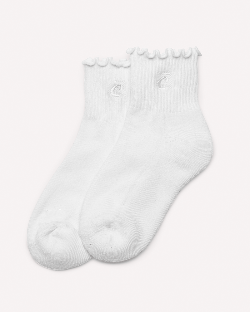 Quarter Socks - White Ruffle