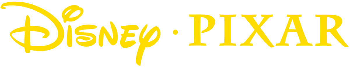 Yellow Disney Pixar logo on a black background
