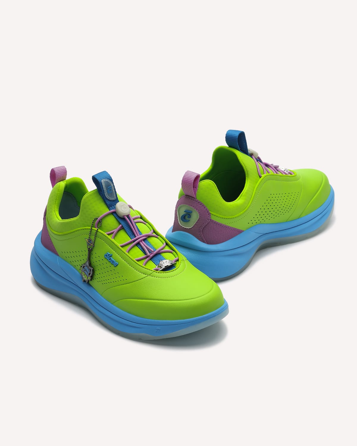 Pair of children's sneakers on a white background