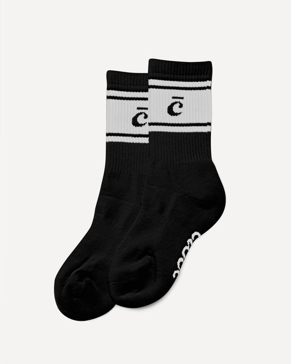 Crew Socks - Black / White Retro Stripe