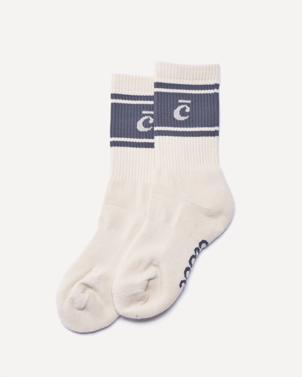 Crew Socks - Cream / Graphite Retro Stripe