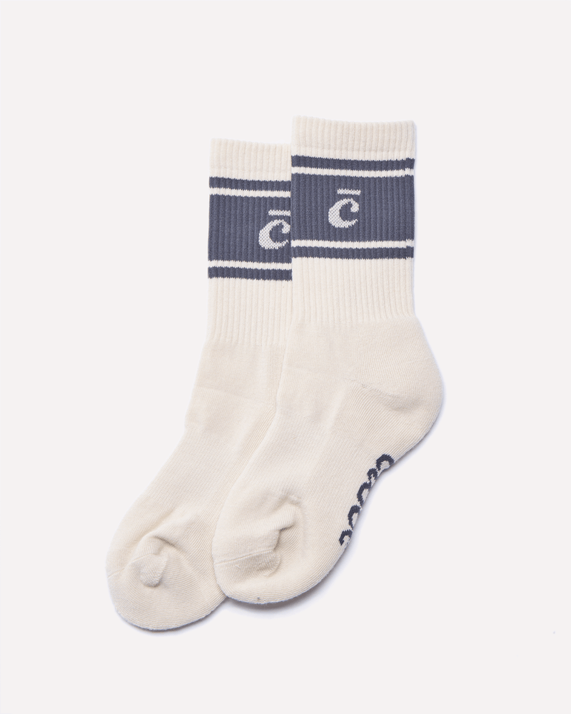 Crew Socks - Cream / Graphite Retro Stripe