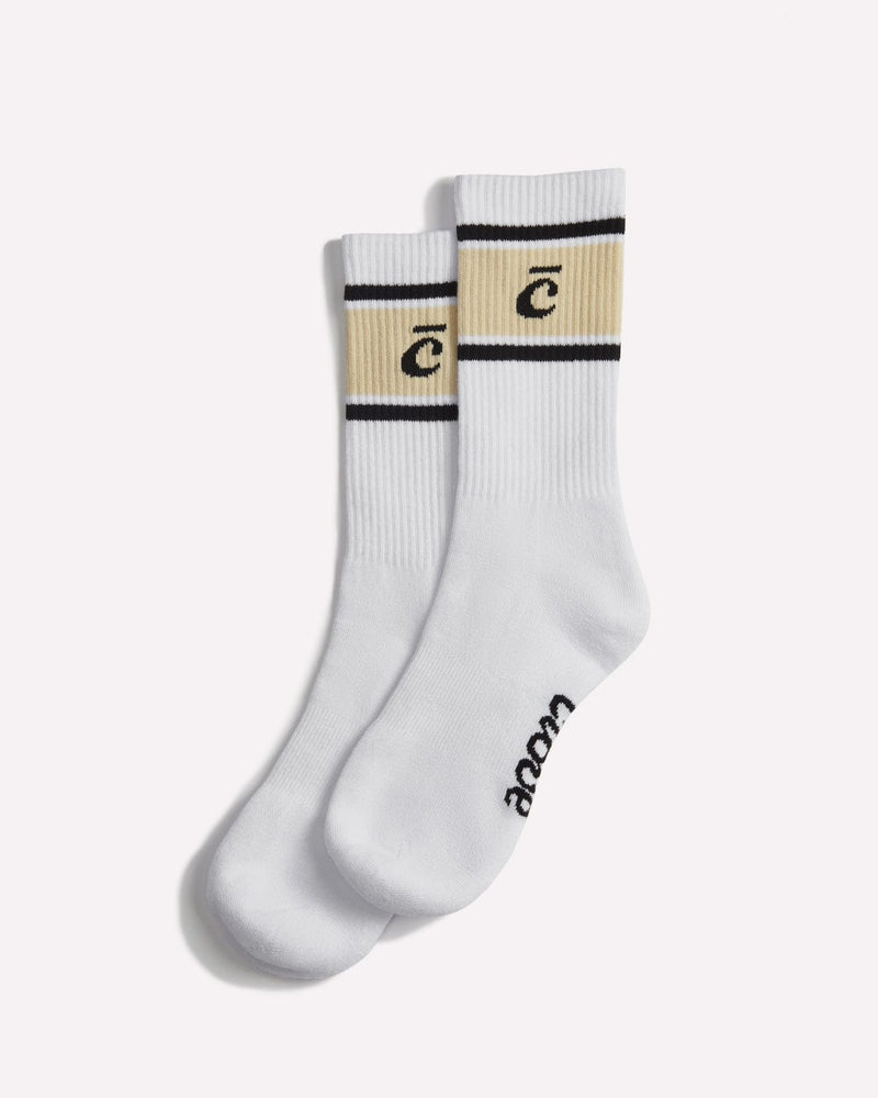 Crew Socks - White / Sand Retro Stripe