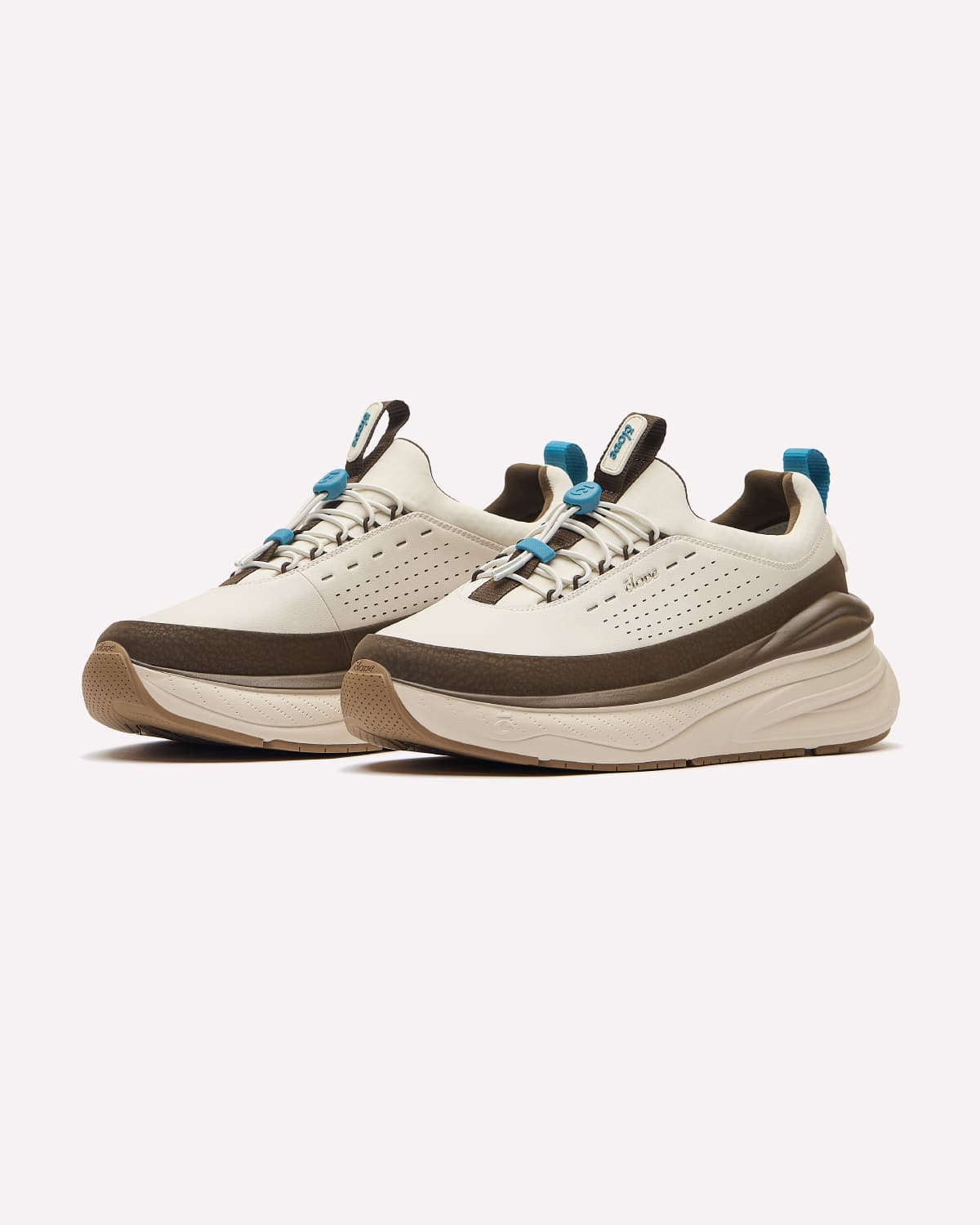 Beige ceramic shoes on a white background