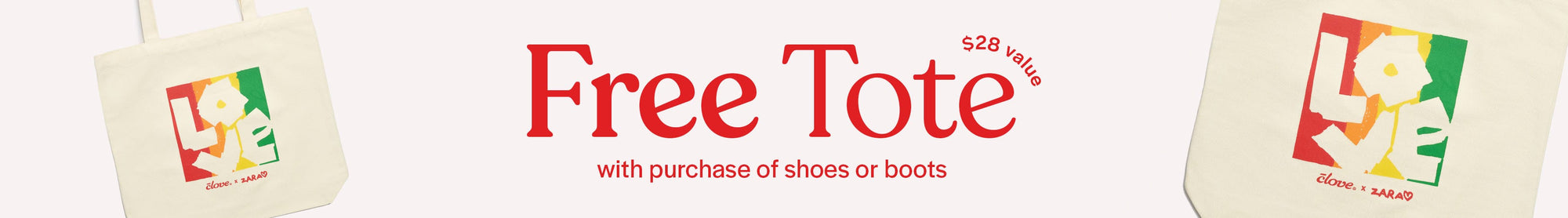 Free Tote with purchase of shoes or boots $28 value