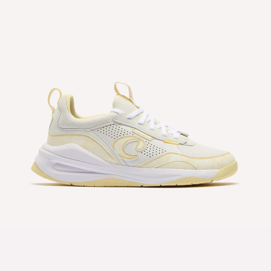 mobile - White and yellow sneaker on a white background