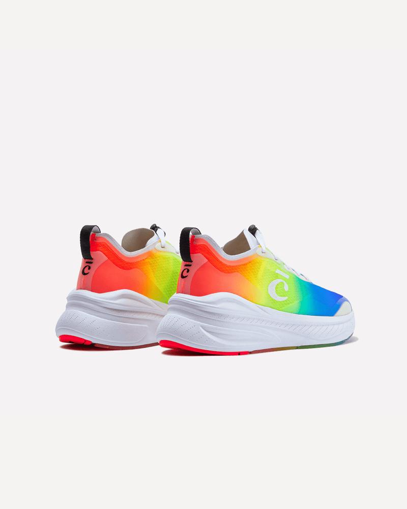 Men s White Sneaker with Rainbow Sole Clove