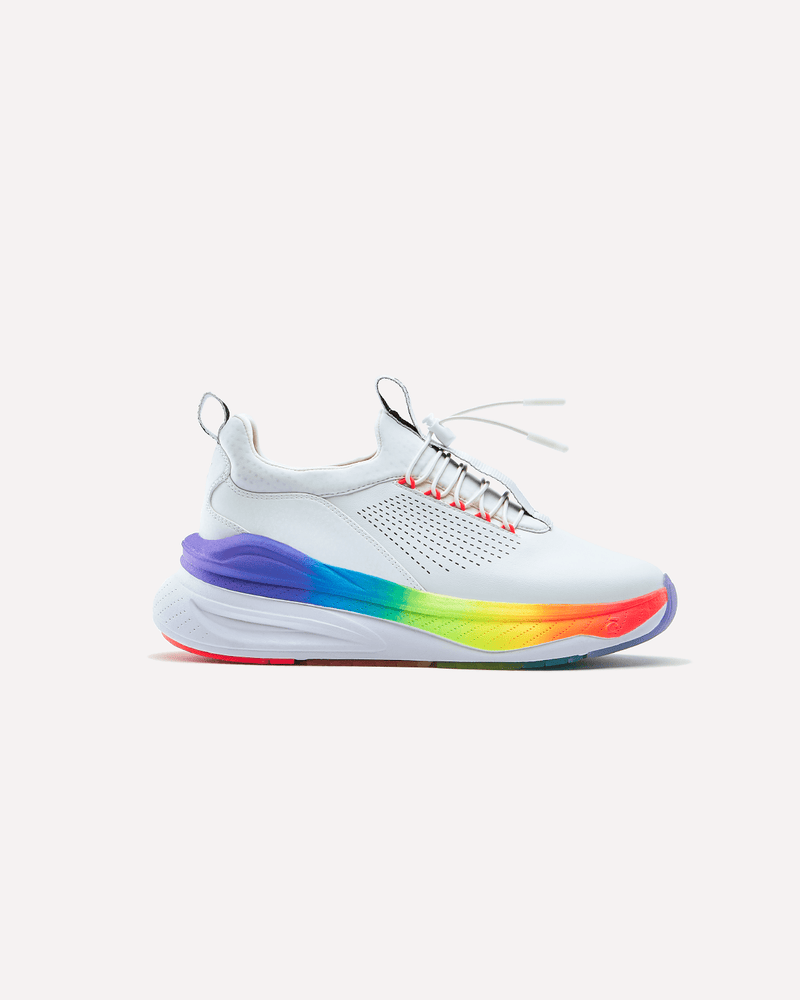 Women's Waterproof White Sneaker with Rainbow Sole Clove
