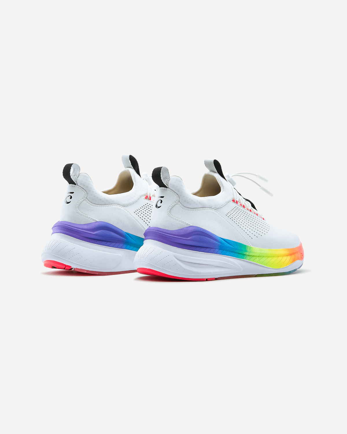 Women's Waterproof White Sneaker with Rainbow Sole