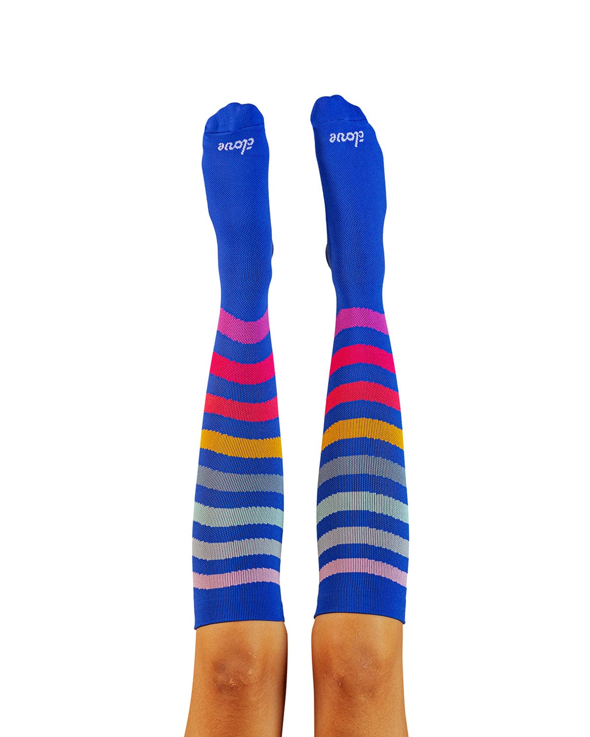Blue Striped Compression Socks for Healthcare Workers Clove