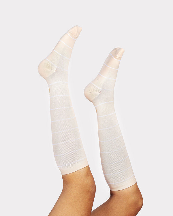 Compression Socks - Latte Stripe