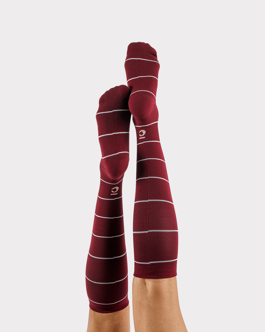 Compression Socks - Maroon Stripe