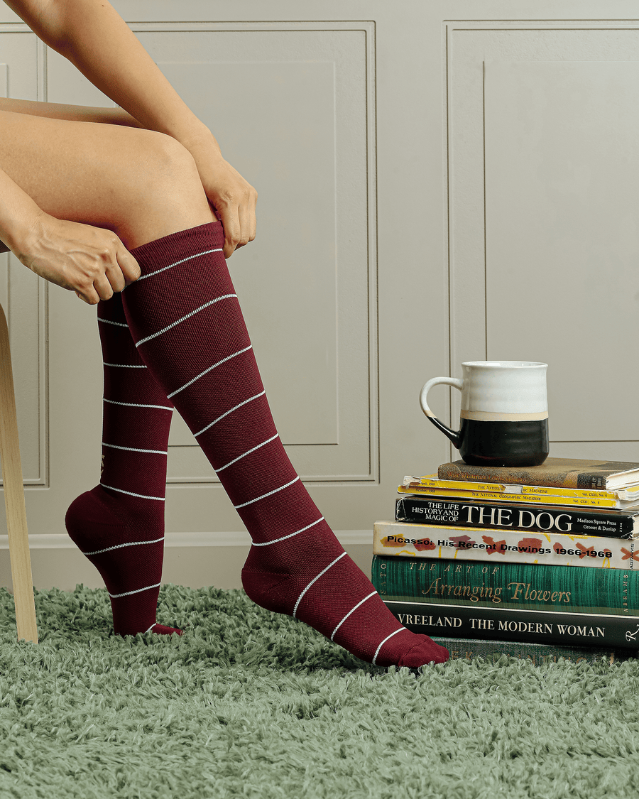 Compression Socks - Maroon Stripe