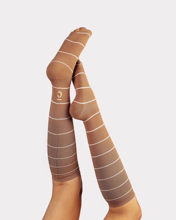Compression Socks - Mocha Stripe