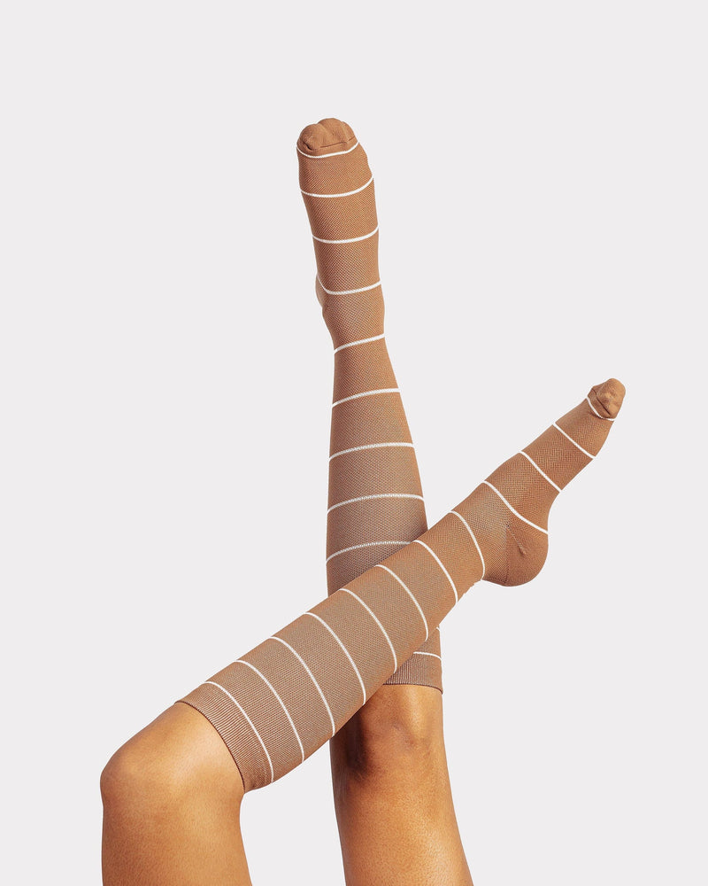 Compression Socks - Mocha Stripe