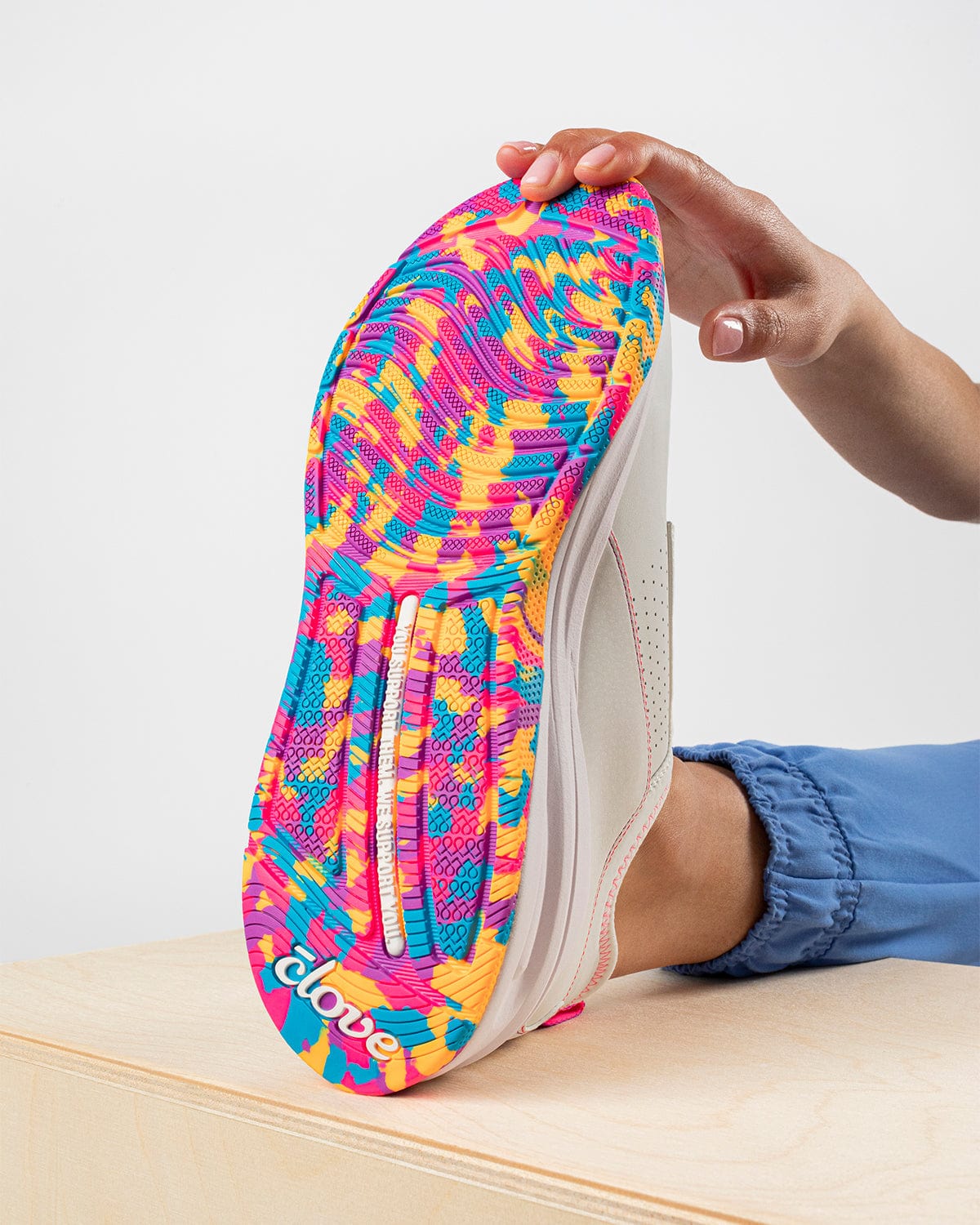 Women's White Shoes with Rainbow Soles Clove